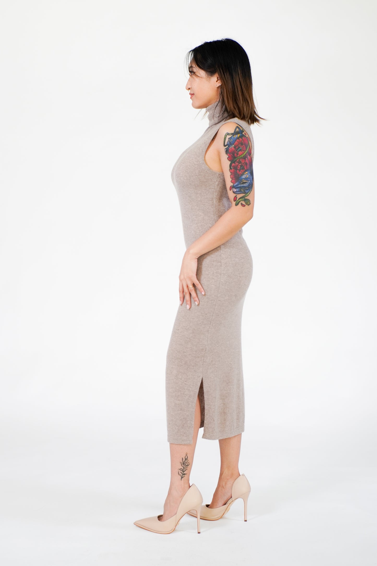 Cashmere Sleeveless Turtleneck Dress