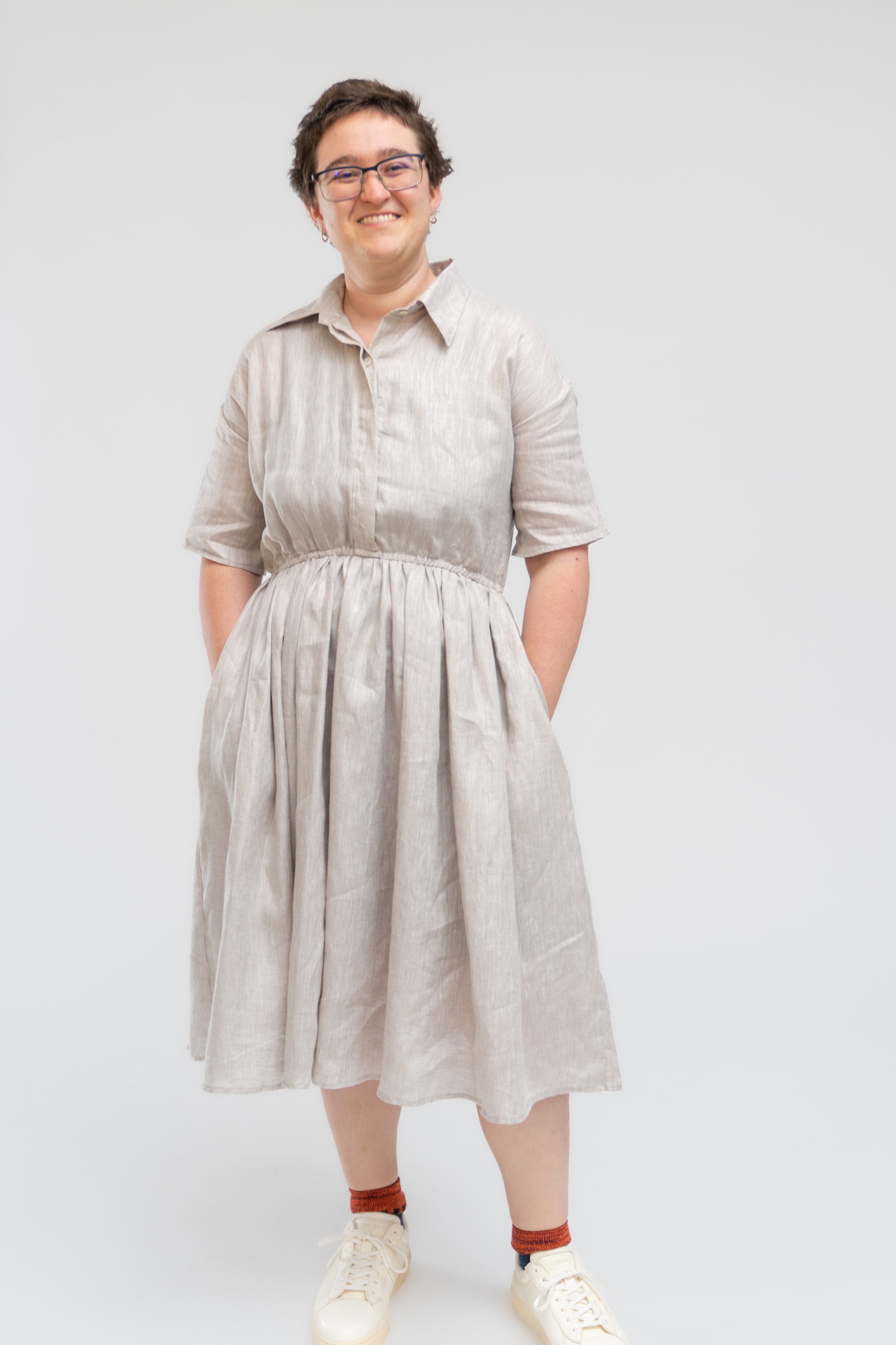 hemp mini dress the Hemp Short Sleeve Shirt Dress XXL / Slate