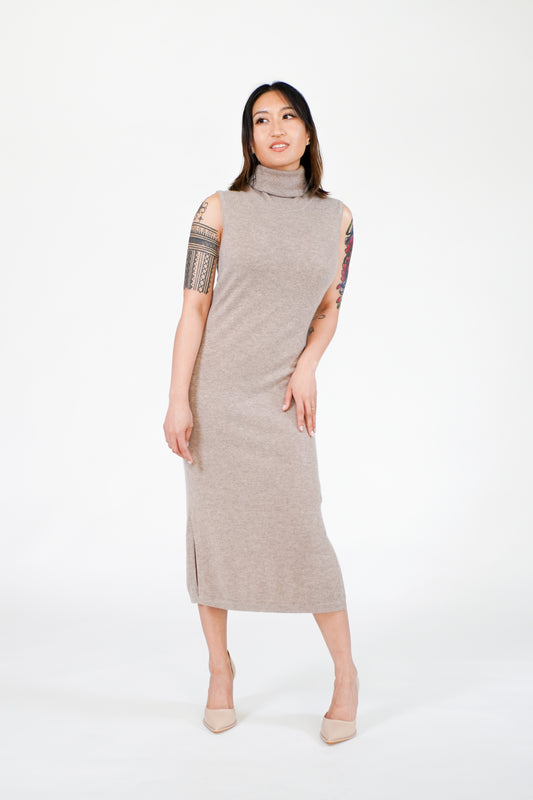 Cashmere Sleeveless Turtleneck Dress