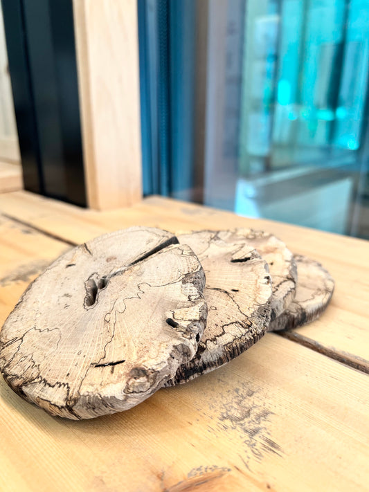 Round Wood Live Edge Coasters Set