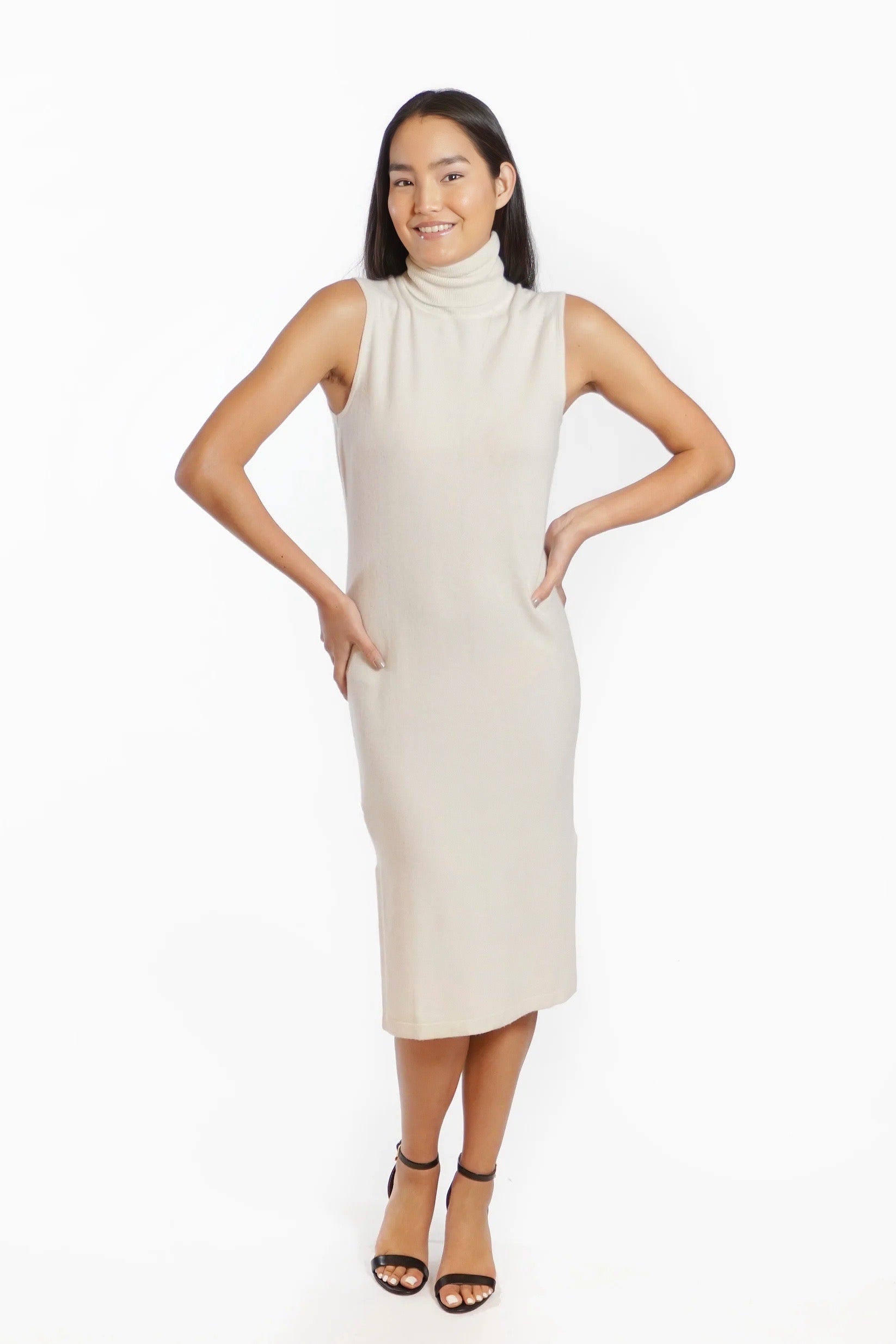 100% Cashmere Sleeveless Turtleneck Dress – Bitter Grace