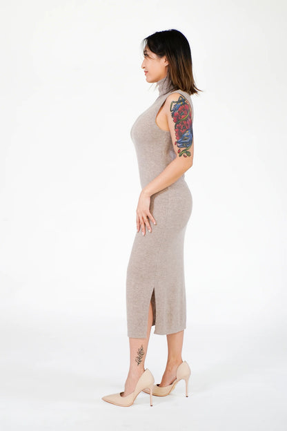 Cashmere Sleeveless Turtleneck Dress