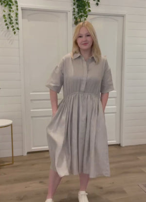 
                  
                    Load and play video in Gallery viewer, the Hemp Short Sleeve Shirt Dress
                  
                