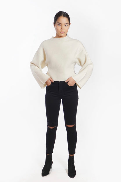 Bell Sleeve Cropped Sweater